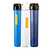 20 - Inch Slimline Water Filter Housing | Blue, Clear & White | 3/4" & 3/8" Ports - H2O Warehouse